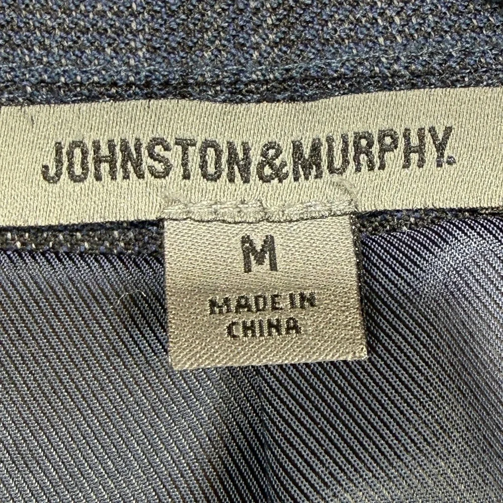 Johnston & Murphy Plaid Blazer Sport Coat Mens M Blue Grey 100% Wool 2-Button